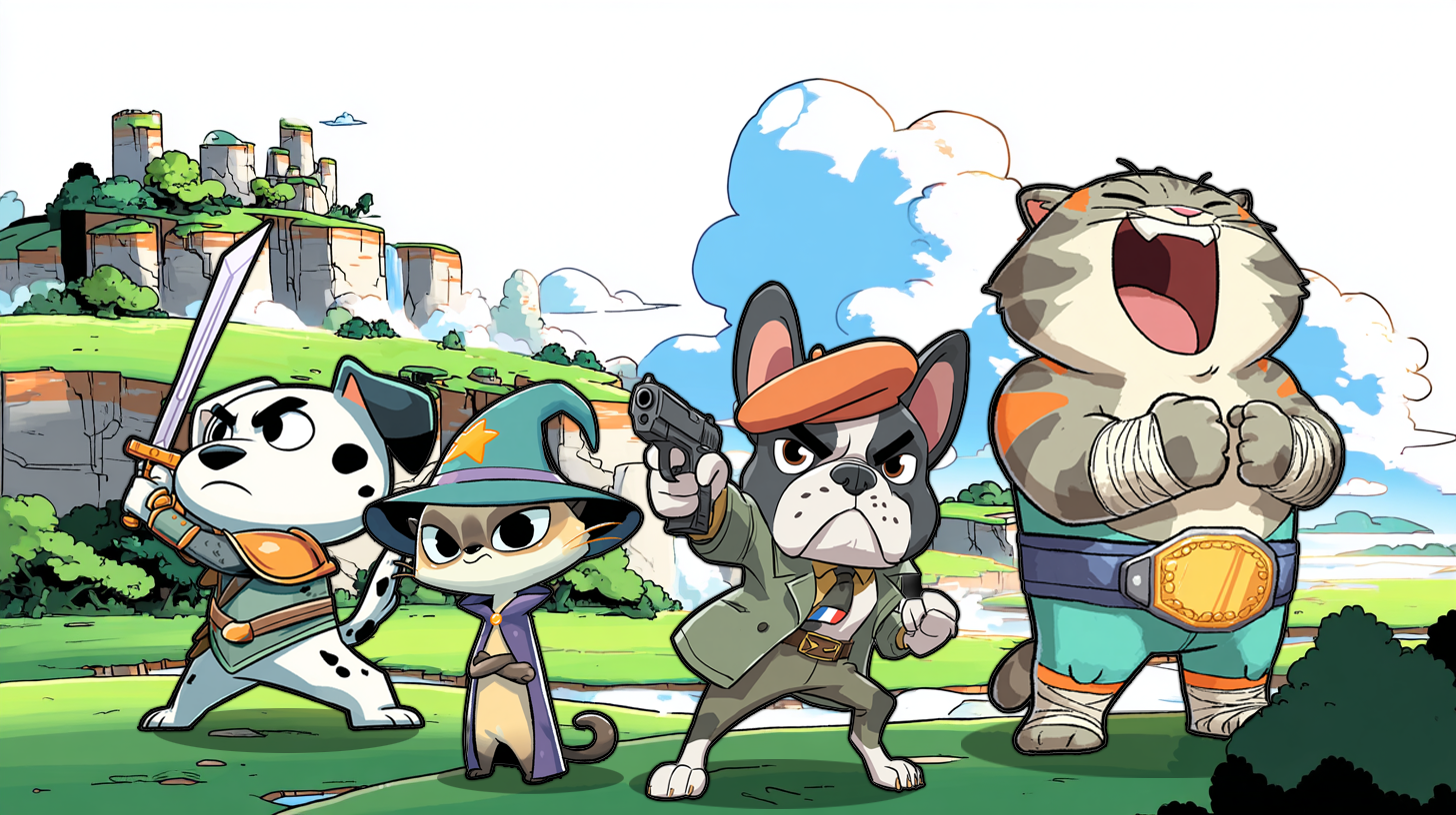 Dog and cat character composite